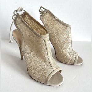 M Gemi Italy Ninna Lace Up Heels Peep Toe Size 10 EU 41